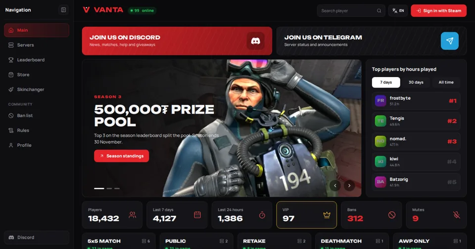CS2 community website — home page
